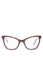 Matchesfashion.com Saint Laurent - Monogram Cat Eye Squared Frame Glasses - Womens - Tortoiseshell
