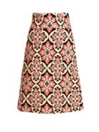 La Doublej Editions Tile-print A-line Cotton-velvet Skirt