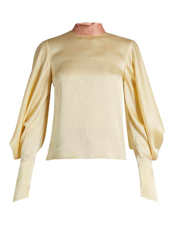 Roksanda Myra Tie-neck Hammered-satin Top
