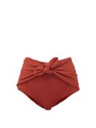 Matchesfashion.com Dodo Bar Or - Kyla Knotted High-rise Seersucker Bikini Briefs - Womens - Dark Red