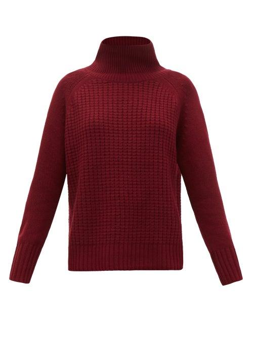 Matchesfashion.com Nili Lotan - Houston Roll-neck Cashmere Waffle-piqu Sweater - Womens - Burgundy