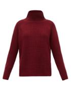 Matchesfashion.com Nili Lotan - Houston Roll-neck Cashmere Waffle-piqu Sweater - Womens - Burgundy