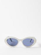 Dior - Diorpacific B1u Cat-eye Acetate Sunglasses - Womens - White Blue