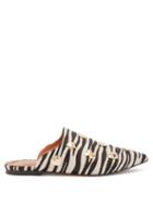 Matchesfashion.com Osman - Heidi Zebra Print Calf Hair Backless Loafers - Womens - Black White