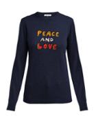 Matchesfashion.com Bella Freud - Peace And Love Cashmere Blend Sweater - Womens - Navy Multi