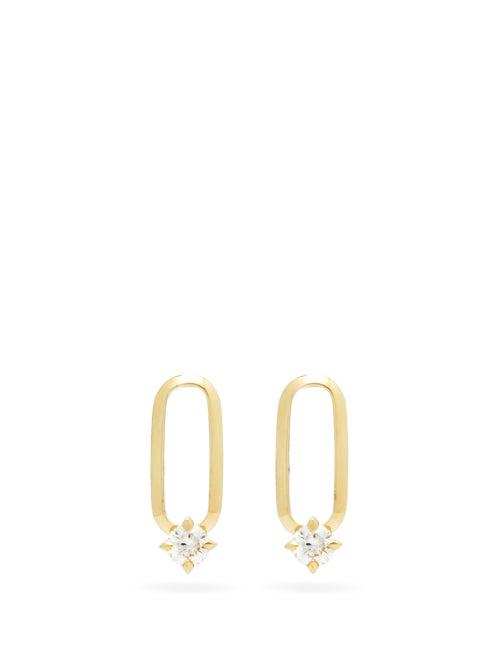 Matchesfashion.com Lizzie Mandler - Knife Edge Diamond & 18kt Gold Earrings - Womens - Yellow Gold