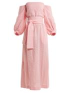 Matchesfashion.com Lisa Marie Fernandez - Rosie Broderie Anglaise Cotton Dress - Womens - Pink Multi
