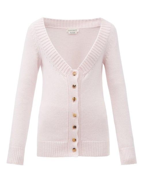 Matchesfashion.com Alexander Mcqueen - Off-the-shoulder Cardigan - Womens - Pink