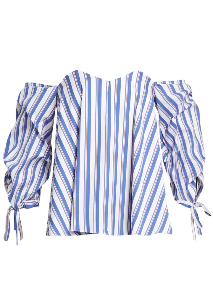 Caroline Constas Gabriella Off-the-shoulder Striped Top