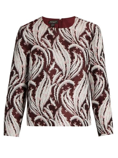 Giambattista Valli Leaf-jacquard Round-neck Top
