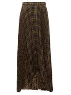 Matchesfashion.com Proenza Schouler - Checked Pleated Crepe Skirt - Womens - Green Multi
