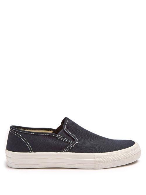 Matchesfashion.com Junya Watanabe - Slip On Canvas Trainers - Mens - Navy Multi