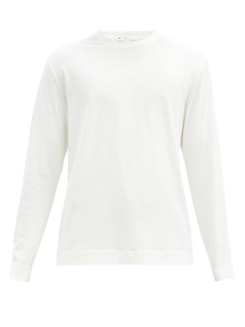 Matchesfashion.com Y-3 - Logo-print Long-sleeved Cotton-jersey T-shirt - Mens - White