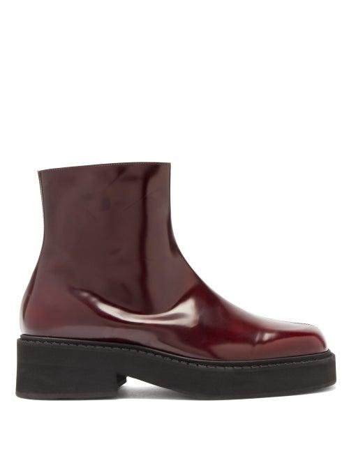 Matchesfashion.com Marni - Front Seam Leather Ankle Boots - Mens - Burgundy