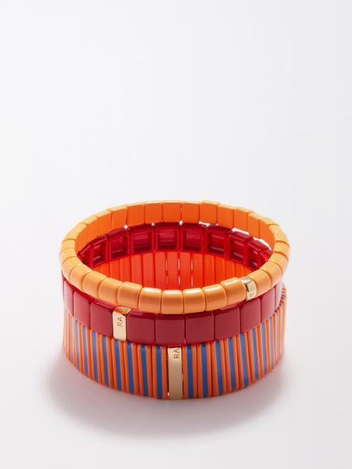 Roxanne Assoulin - The Solids Enamel Bracelets Set - Womens - Orange Multi