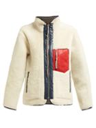 Matchesfashion.com Aries - Pat Leather Trimmed Shearling Jacket - Womens - Ivory