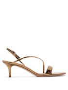 Matchesfashion.com Gianvito Rossi - Mirrored Leather Sandals - Womens - Gold