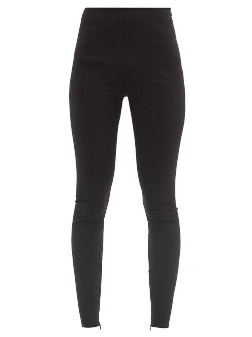Matchesfashion.com Valentino - Zipped-cuff Wool-blend Leggings - Womens - Black