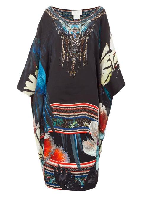 Matchesfashion.com Camilla - Night Flight Print Silk Kaftan - Womens - Black Print