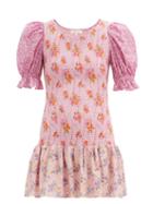 Matchesfashion.com Loveshackfancy - Luppa Shirred Floral-print Mini Dress - Womens - Pink Print