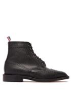 Matchesfashion.com Thom Browne - Wingtip Grained Leather Boots - Mens - Black
