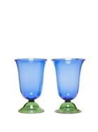 Matchesfashion.com Campbell-rey - X Laguna B Set Of Two Cosimo Highball Glasses - Blue Multi
