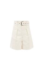 Isabel Marant - Delilaz High-rise Pleated Cotton-twill Shorts - Womens - Ivory