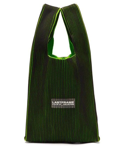 Lastframe - Market Small Two-tone Ribbed-knit Tote Bag - Womens - Black Green