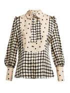 Matchesfashion.com Edeltrud Hofmann - Jolly Polka Dot Silk Pussy Bow Blouse - Womens - Black Cream