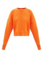 Frame - Round-neck Cotton Cropped Sweater - Womens - Orange