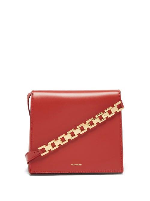 Ladies Bags Jil Sander - Small Leather Shoulder Bag - Womens - Burgundy