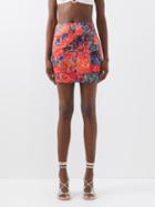 Lisa Folawiyo - The Geo Printed-silk Mini Skirt - Womens - Orange