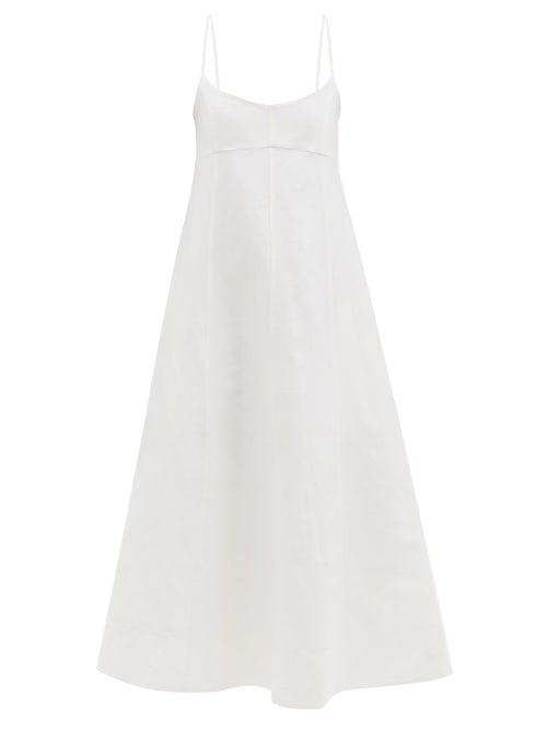 Matchesfashion.com Totme - Panelled Twill Midi Dress - Womens - Ivory