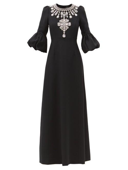 Matchesfashion.com Andrew Gn - Crystal-embellished Crepe Gown - Womens - Black