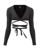Matteau - V-neckline Drawstring Bikini Top - Womens - Black