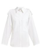 Matchesfashion.com Givenchy - Pinstriped Shoulder Epaulette Cotton Shirt - Womens - Beige Stripe