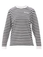 Matchesfashion.com Bella Freud - Logo-embroidered Striped Cotton-jersey T-shirt - Womens - Black