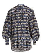 Matchesfashion.com Msgm - Graffitied Tartan Print Cotton Shirt - Womens - Blue Multi