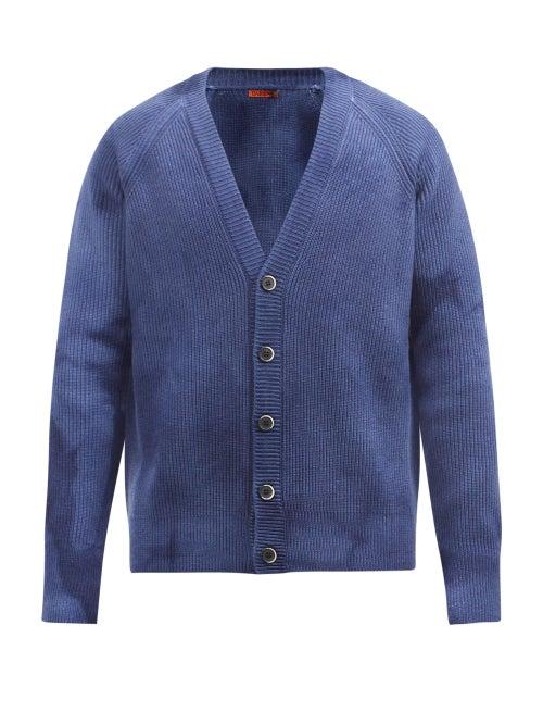 Barena Venezia - Paluelo V-neck Tie-dye Wool Cardigan - Mens - Navy
