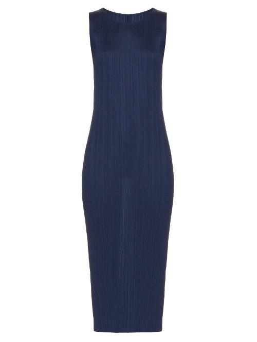 Pleats Please Issey Miyake Sleeveless Pleated Midi Dress
