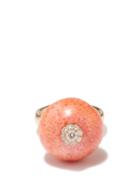 Francesca Villa - Stand Up 11 Diamond, Coral & 18kt Rose-gold Ring - Womens - Orange Multi