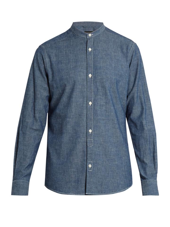 Ermenegildo Zegna Collarless Cotton-chambray Shirt