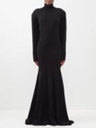 Saint Laurent - Roll-neck Flared-hem Cashmere Sweater Dress - Womens - Black