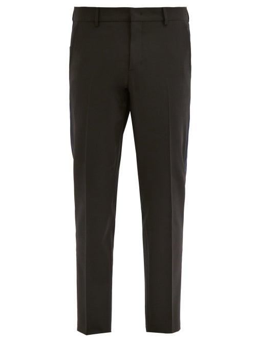 Matchesfashion.com Valentino - Side-stripe Crepe Straight-leg Trousers - Mens - Black