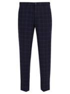Matchesfashion.com Altea - Windowpane Checked Wool Blend Trousers - Mens - Navy