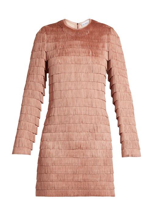 Matchesfashion.com Raey - Long Sleeved Fringed Dress - Womens - Nude