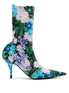 Matchesfashion.com Balenciaga - Wild Flower Printed Knife Bootie - Womens - Blue Multi