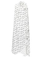 Matchesfashion.com Balenciaga - Oversized Tie-neck Silk Dress - Womens - White Black