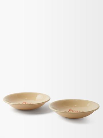 Sensi Studio - Set Of Two Corales De La Isla Ceramic Plates - Womens - Cream Multi