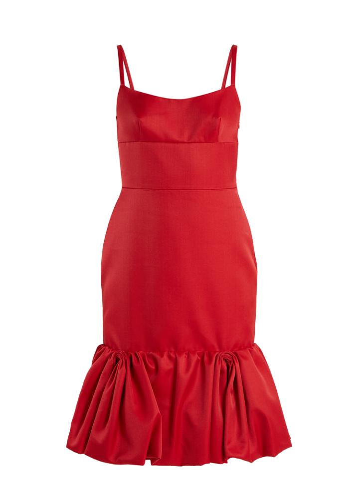 Prada Mikado Gathered-hem Wool-blend Dress